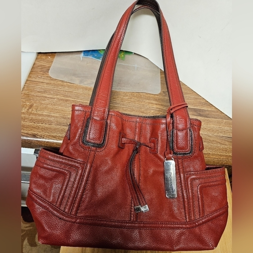 Tignanello Red Leather Super Stich Shoulder Bag